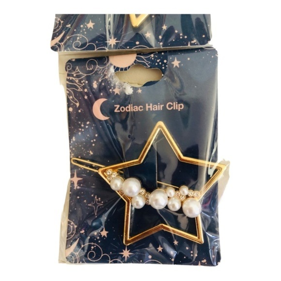 2 gold or silver plated faux Pearl star-shaped & heart-shaped hair‎ clips - Picture 2 of 7